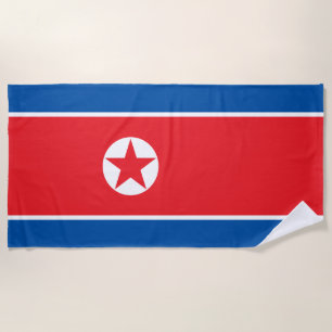 North Korea Flag Beach Towel
