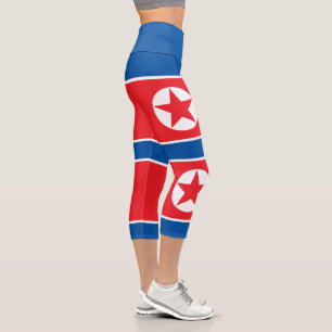 North Korea Flag Capri Leggings