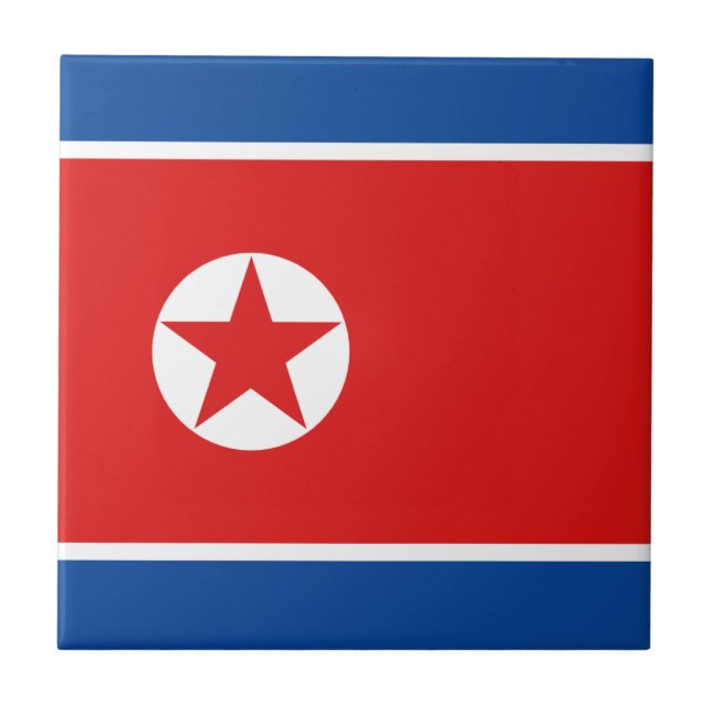 North Korea Flag Ceramic Tile (Front)