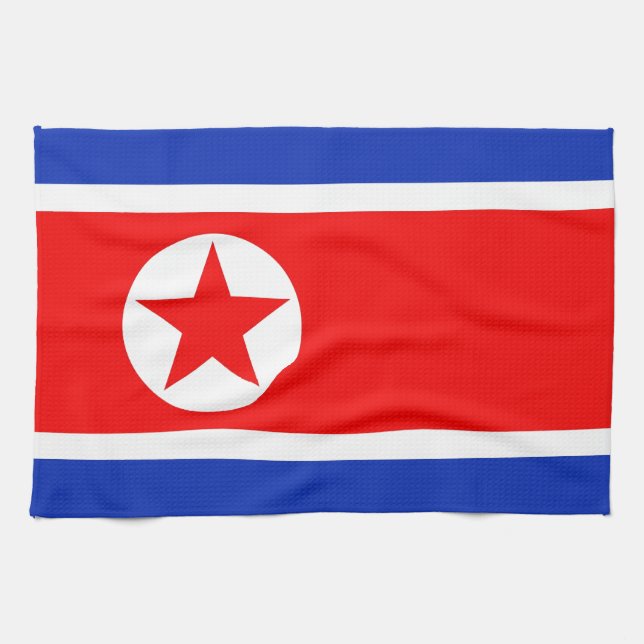North Korea Flag Kitchen Towel (Horizontal)