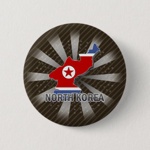 North Korea Flag Map 2.0 2 Inch Round Button