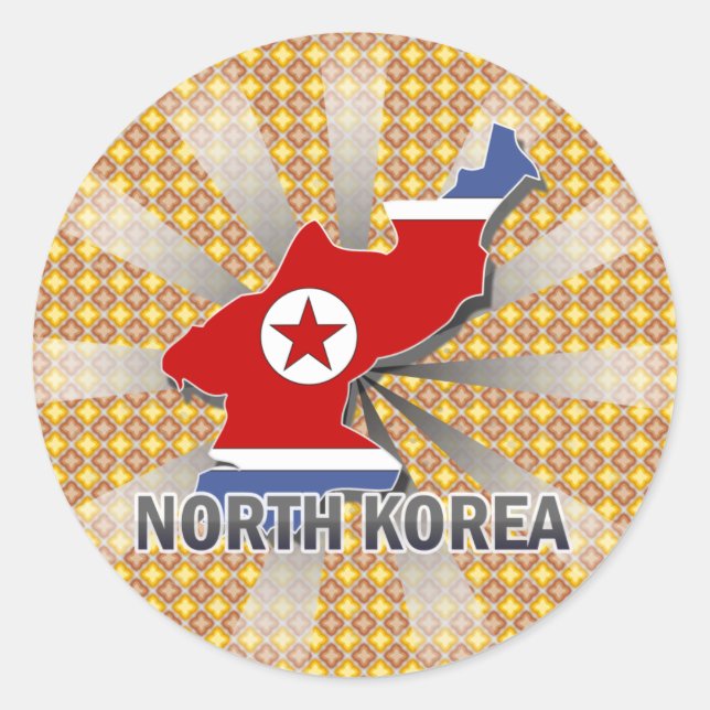 North Korea Flag Map 2.0 Classic Round Sticker (Front)