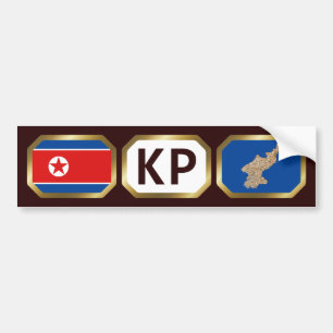 North Korea Flag Map Code Bumper Sticker