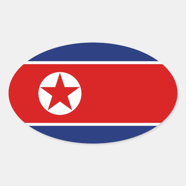 North Korea Flag Oval Sticker (Front)