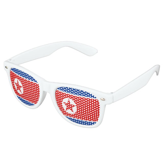 North Korea Flag Retro Sunglasses (Angled)