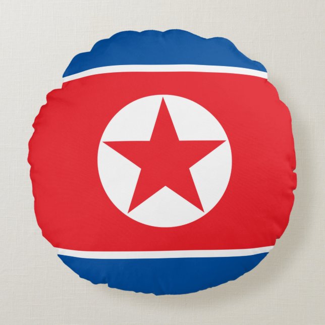 North Korea Flag Round Pillow (Front)