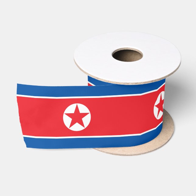 North Korea Flag Satin Ribbon (Spool)
