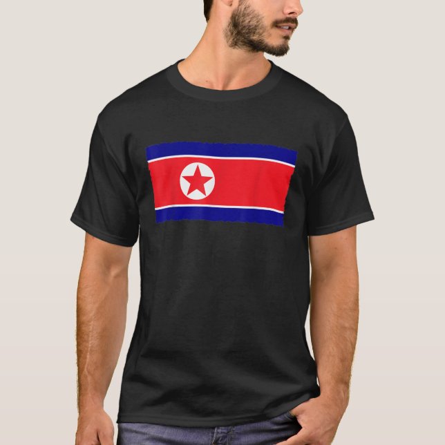 North Korea Flag T shirt Distressed (Front)