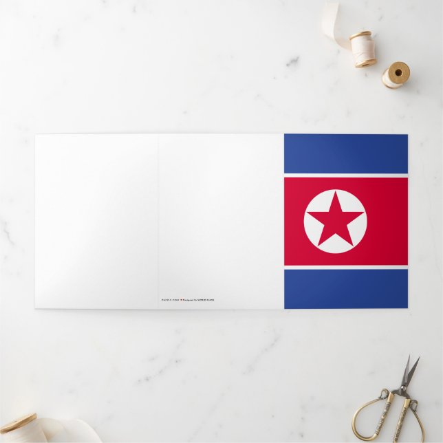 North Korea flag Tri-Fold Card (Outside)