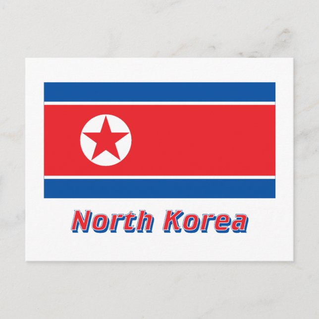 North Korea Flag with Name Postcard (Front)
