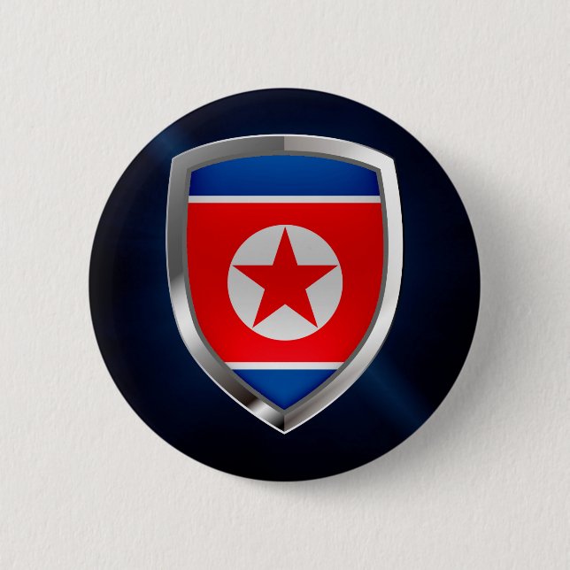 North Korea Metallic Emblem 2 Inch Round Button (Front)