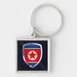 North Korea Metallic Emblem Keychain