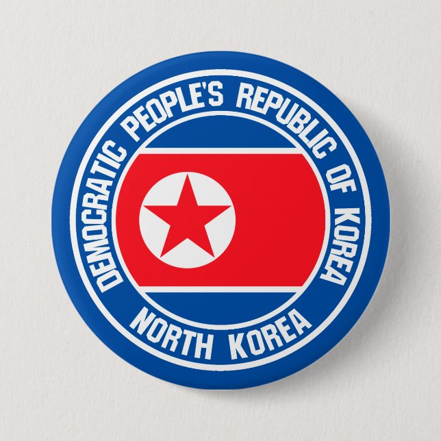 North Korea  Round Emblem 3 Inch Round Button (Front)