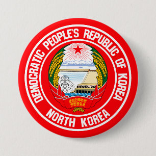 North Korea Round Emblem 3 Inch Round Button