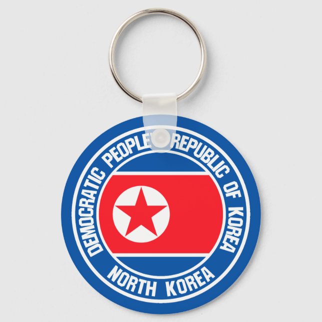North Korea  Round Emblem Keychain (Front)