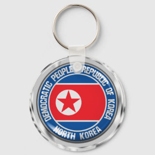 North Korea  Round Emblem Keychain