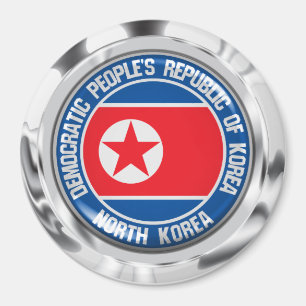 North Korea  Round Emblem Magnet