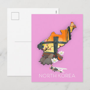 North Korea travel map Holiday Postcard