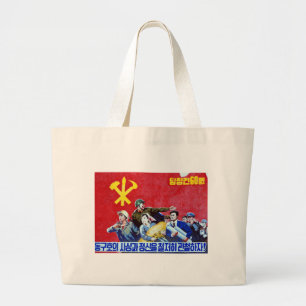 North Korean Communist Party Poster Large Tote Bag