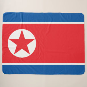 North Korean Flag Sherpa Blanket
