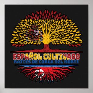 North Korean North Korea Spain Spanish Tree Roots Poster