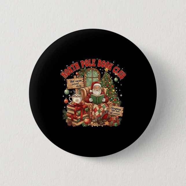 North Le Book Club Cozy Christmas Reading Gift  2 Inch Round Button (Front)