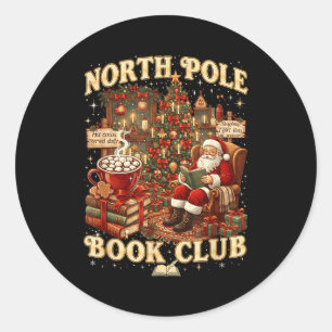 North Le Book Club Cozy Christmas Reading Gift Classic Round Sticker