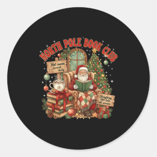 North Le Book Club Cozy Christmas Reading Gift Classic Round Sticker