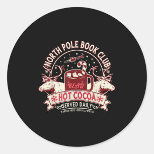 North Le Book Club Hot Cocoa Reindeer Librarians C Classic Round Sticker
