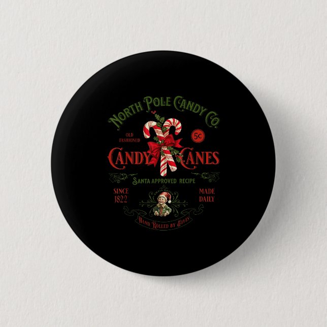 North Le Candy Co Candy Cane Funny Christmas Xmas  2 Inch Round Button (Front)