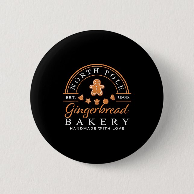 North Le Gingerbread Bakery Baking Christmas Party 2 Inch Round Button (Front)