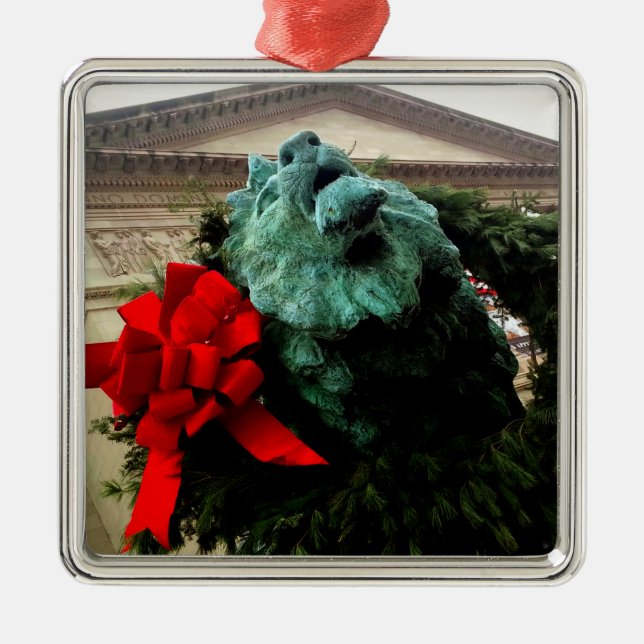 North Lion at the Art Institute of Chicago Metal Ornament (Front)