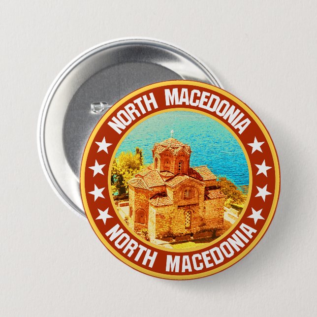 North Macedonia                                    3 Inch Round Button (Front & Back)