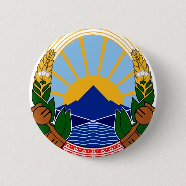 north macedonia emblem 2 inch round button (Front)