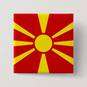 North Macedonia Flag 2 Inch Square Button