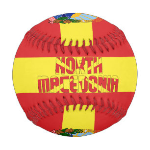 North Macedonia Flag and Coat of Arms Patriotic Baseball
