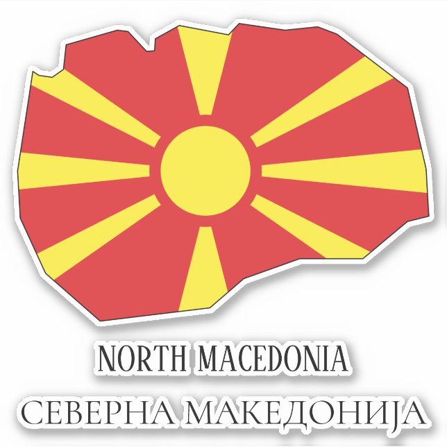 North Macedonia Flag Charming Patriotic Map (Front)