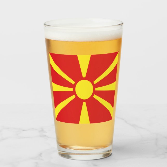 North Macedonia flag  Glass (Front Filled)