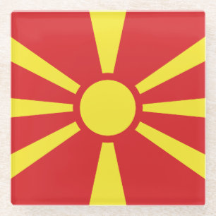 North Macedonia Flag Glass Coaster