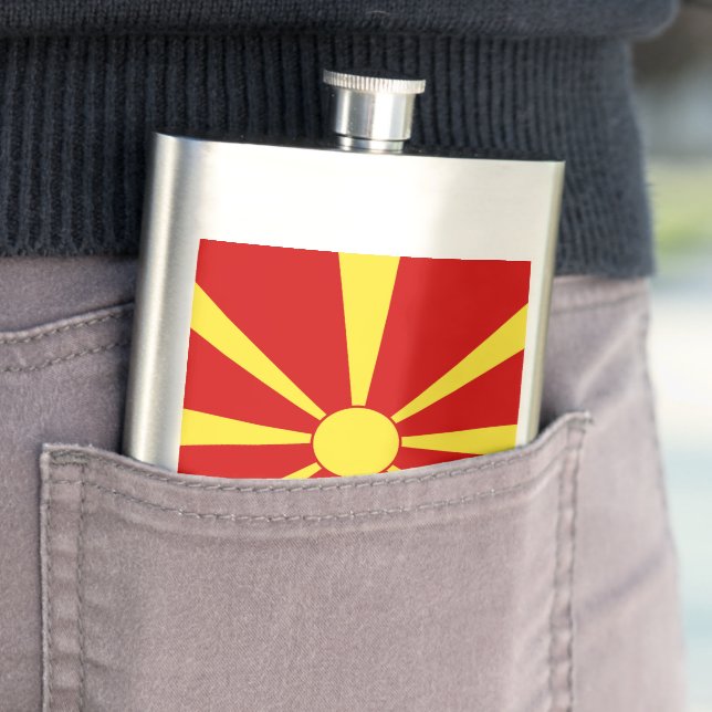 North Macedonia flag Hip Flask (In Situ)