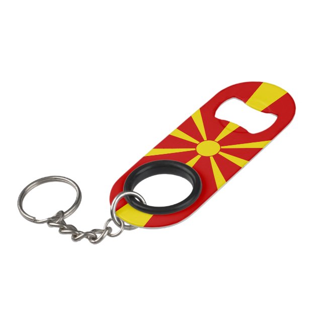 North Macedonia flag Keychain Bottle Opener (Front Angled)
