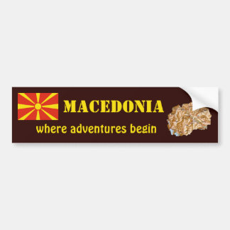 North Macedonia Flag + Map Bumper Sticker