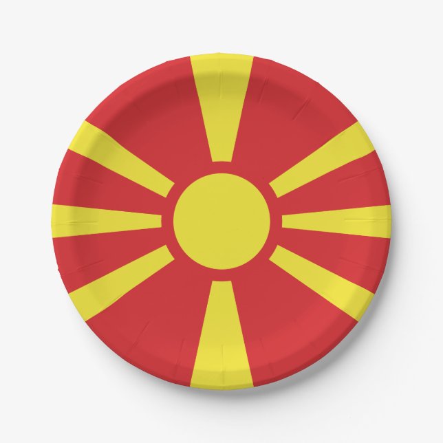 North Macedonia Flag Paper Plate (Front)