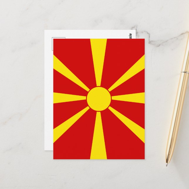 North Macedonia flag Postcard (Front/Back In Situ)