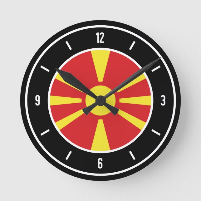 North Macedonia Flag Round Clock (Front)