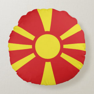 North Macedonia Flag Round Pillow