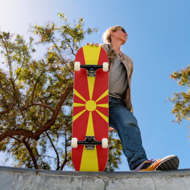 North Macedonia flag Skateboard (Outdoor 1)