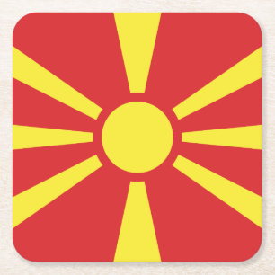 North Macedonia Flag Square Paper Coaster