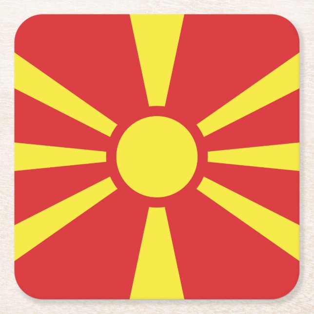 North Macedonia Flag Square Paper Coaster (Front)