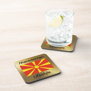 North Macedonia Flag+Text Coaster